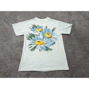Vintage Hanes Beefy Tee Mens Large Daisy Floral Nature Made in USA